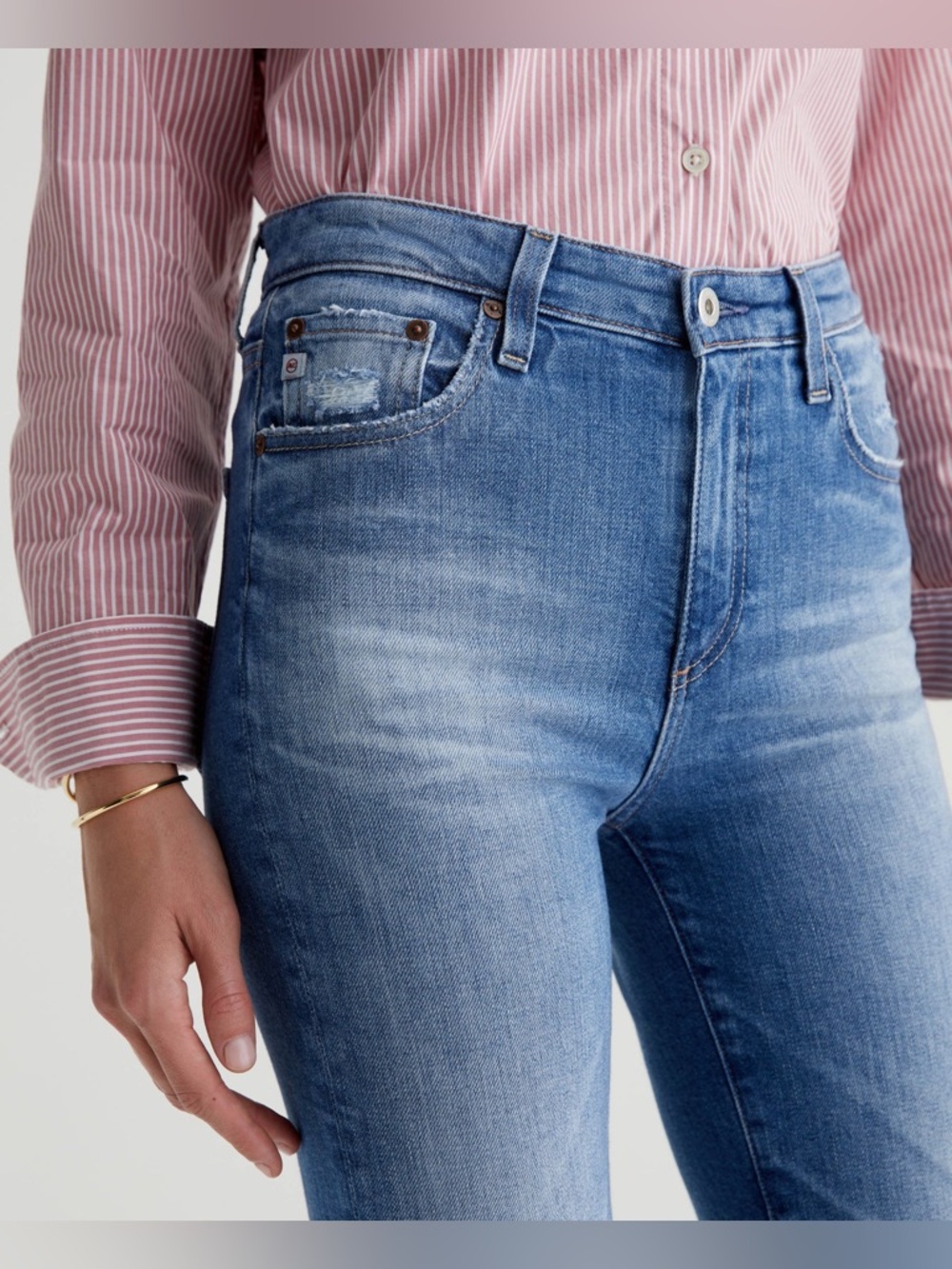Ag Adriano Goldschmied Mila Super High-Rise Skinny Jeans Light Blue Wash Sz 28